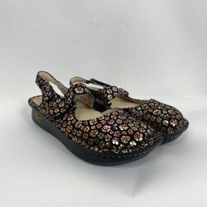 Alegria Womens Size 37 Mary Jane Shoes Floral Gold